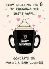 Cute New Baby Card - From Splitting The G - Baby Guinness created by YAWN DESIGNS