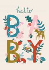 Cute New Baby Card - Woodland Animals created by Laura Barnes