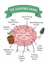 Cute Father's Day/Birthday Card - Gardening - The Gardener Brain created by Evie Garnett Designs