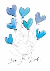 Traditional Father's Day Card - Love You Dad - Heart Balloons created by Gabrielle Solly Illustration