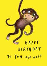Cute Birthday Card - Monkey - You Ooh Ooh created by Sketchy Muma