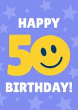 Cute Birthday Card - 50th - Smiley Face created by Blush & Blossom 