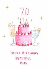 Pretty Birthday Card - 70th - Beautiful Mum created by HCD Illustration