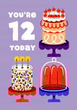Fun 12th Birthday Card - You're 12 Today - Cakes created by Folio | Ian Owen