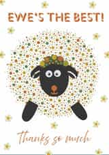 Cute thank you card - Ewe's the best - Thanks so much created by Ashley Roberts