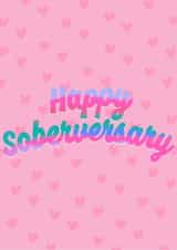 Cute Sober Anniversary Card - Happy Soberversary - Pink Hearts created by Sober Girl Society