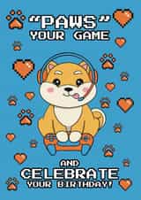 Cute Birthday Card - Shiba Inu Dog - Gaming created by @Cupsie's Creations