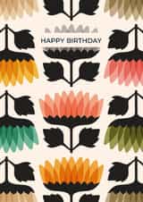 Pretty Birthday Card - Retro Flower Pattern created by Taya Cosgrove