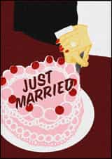 A cute card for a newly married couple created by Piss Poor Press