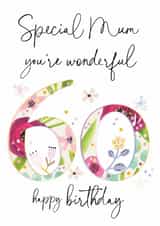 Mum 60th Birthday card - Classic - Pretty - Floral created by Katie Phythian Design