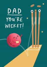 Cute Father's Day/Birthday Card - Cricket - You're Wicket created by Painted Parasol Studio