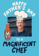 Personalised Father's Day Photo Card created by Christine Cuddihy Illustration - Funny Father’s Day Card - Magnificent Chef