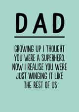 Funny Father's Day Card - Winging It created by The Buddy Fernandez Card Co.
