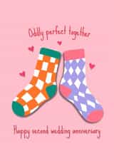 Cute Anniversary Card - 2nd - Odd Socks created by original fox designs