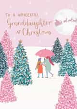 Classic Christmas Card - For Granddaughter - Pink Christmas Trees created by Louise Tiler