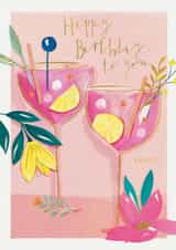Classic Birthday Card - Pink Cocktails created by Great British Card Company