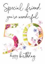 Classic 50th Birthday - 50th - Special Friend - Classic - Floral - For Her created by Katie Phythian Design