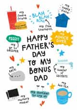 Cute Father’s Day Card - For Stepdad - Bonus Dad created by Twisted Haggis