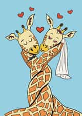 Cute Wedding Card - Giraffes - Hearts created by mimi & me designs