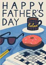 Classic Fathers Day Card - Relax Donut - Retro Arty created by Laura Darrington Design Ltd.