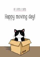 Fun moving day card for your cat loving friend - Witty Tuxedo Cat! created by Designs by Elena