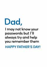 Father's Day funny password card for Dad created by CreativeNess Crafts
