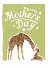 Happy Mother's Day, a Cute illustration of a Giraffe Mother and Baby. created by Edel Harrington