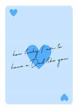 Cute Father's Day Card For Dad - How Lucky Am I - Playing Card - Blue Hearts created by Coja Prints