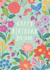 Pretty Birthday Card - For Mum - Flowers & Butterflies created by Nina Raby - Jones