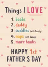 Funny 1st Father’s Day Card - From Baby – Milk, Cuddles And Daddy created by Helen Richmond