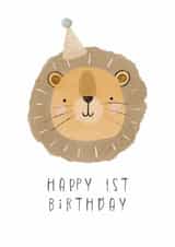 Cute Birthday Card - Watercolour Lion - 1st Birthday created by Faye B Doodles