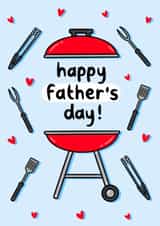 Cute Happy Father's day card for those king of the grill dad's created by Holly Murray Doodles