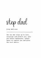 Classic Father's Day Card - For Stepdad - Definition created by Kalm Lettering