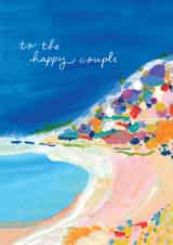 Arty Wedding Card - Abstract Beach Landscape - The Happy Couple created by Meg Crocker