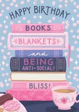 Classic Birthday Card - Book Stack - Being Anti-Social created by Jo Podmore