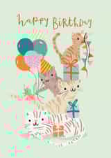 Cute Birthday Card - For Kids - Party Cats created by Louise Tiler