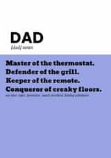 Funny Father’s Day Card – King of the House – Thermostat Defender created by @EmilySwallow