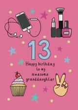Classic Birthday Card - 13th - Awesome Granddaughter created by Schnauzer Scribbles