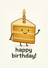 Cute Happy Birthday Card with Smiling Cake Slice and Candle created by Jack