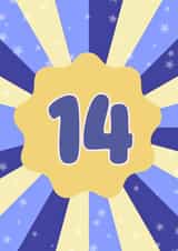 Fun 14th Birthday Card - For Him - Stars created by GawjusCards