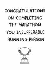 Funny Congratulations Card - Marathon - Trophy created by That Little Map Shop