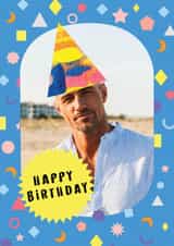 Personalised Birthday Photo Card created by Katt Jones - Classic Birthday Card - Party Hat - Photo Frame