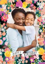 Personalised Birthday Photo Card created by Katt Jones - Pretty Birthday Card - Colourful Floral Frame