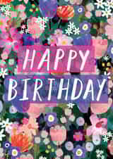 Pretty Birthday Card - Hand Painted Flowers created by Katt Jones
