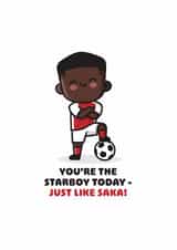 Fun Birthday Card - Bukayo Saka - Starboy created by Joe Baines Graphic Design and Illustration