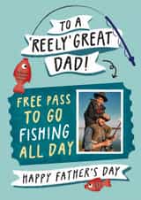 Personalised Father's Day Photo Card created by Studio Mads - Funny Father's Day Card - Fishing Free Pass