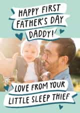 Personalised Father's Day Photo Card created by Studio Mads - Funny Father's Day Card - Little Sleep Thief - First Father's Day