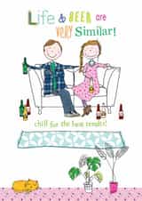 Funny beer related greeting card for a good friend who enjoys a drink. created by IC&G