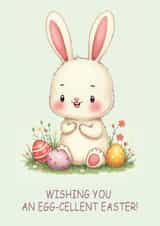 Cute Easter Card - Eggcellent - Bunny created by Lina Skye