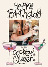 Personalised Birthday Photo Card created by Christine Cuddihy Illustration - Classic Birthday Card - Cocktail Queen - For Her